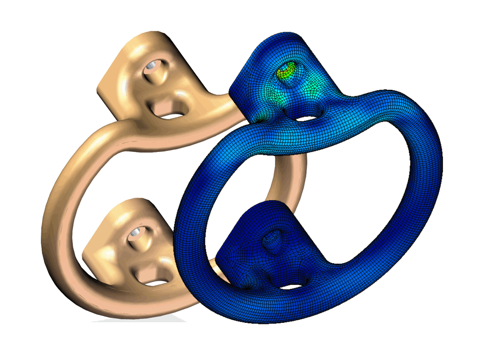 Simulation numérique modéliser chiffrer optimiser note de calcul de validation durée de vie fatigue performances  respect des normes mode propre de vibration résonnance risque de flambement contraintes sollicitation rupture fragile ductile retour élastique énergie déformation énergie potentielle de déformation élastique poids robustesse économie qualité conditions aux limites forces centrifuges température accélération choc pression géométrie de construction 
